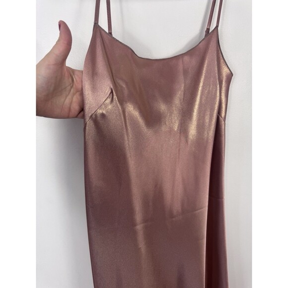 Y2K Rozae Nichols Rose Gold Shimmery Slip Dress Size Small - Picture 3 of 8